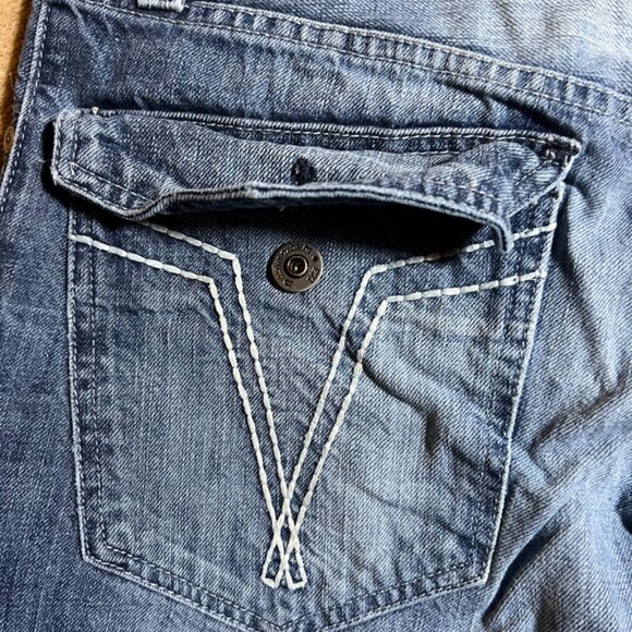 Ecko Unltd Jeans Men 32 Blue Denim White Wash Baggy‎ Hip Hop Skater Y2K Jeans - Picture 8 of 10